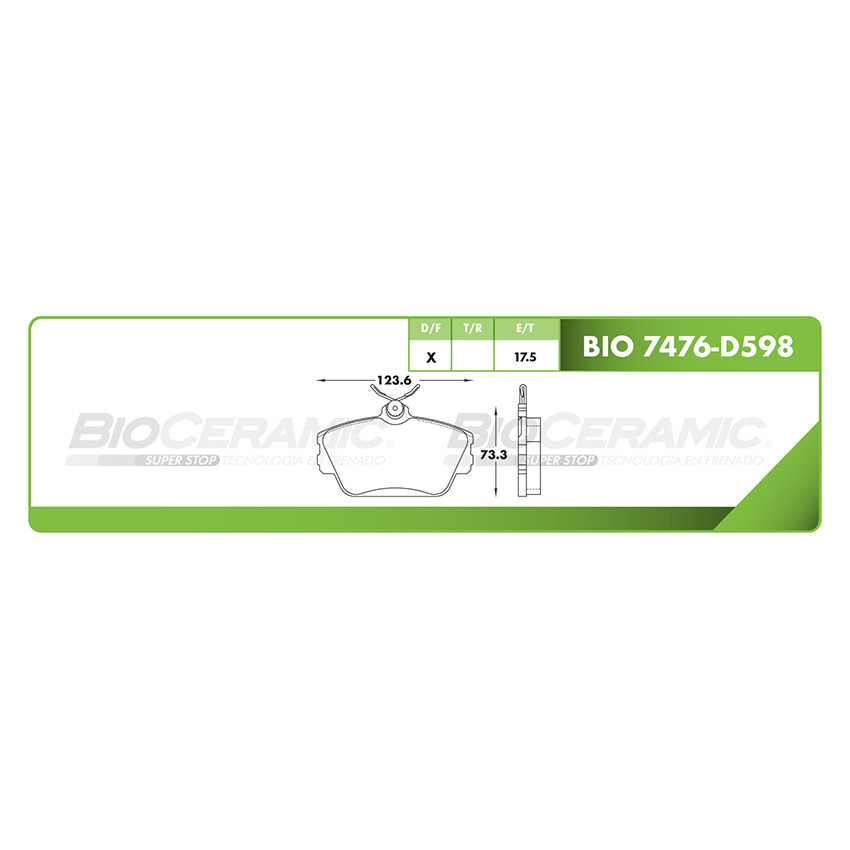 Pastilla para freno de disco Bioceramic. Formula Hibrida LowMet. Delantera BioCeramic BIO 7476-D598