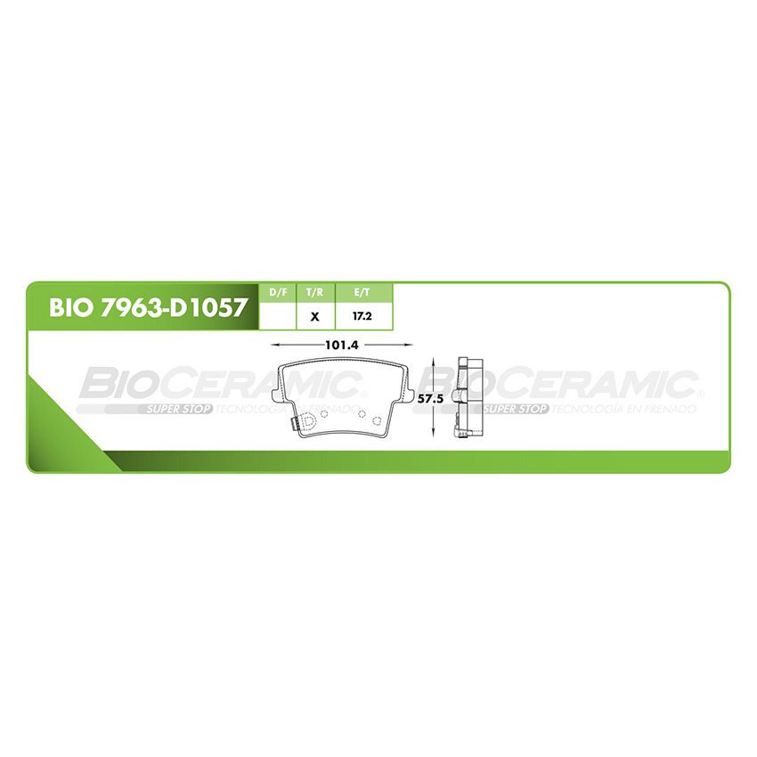 Pastilla para freno de disco Bioceramic. Formula Ceramic LowMet. Trasera BioCeramic BIO 7963-D1057