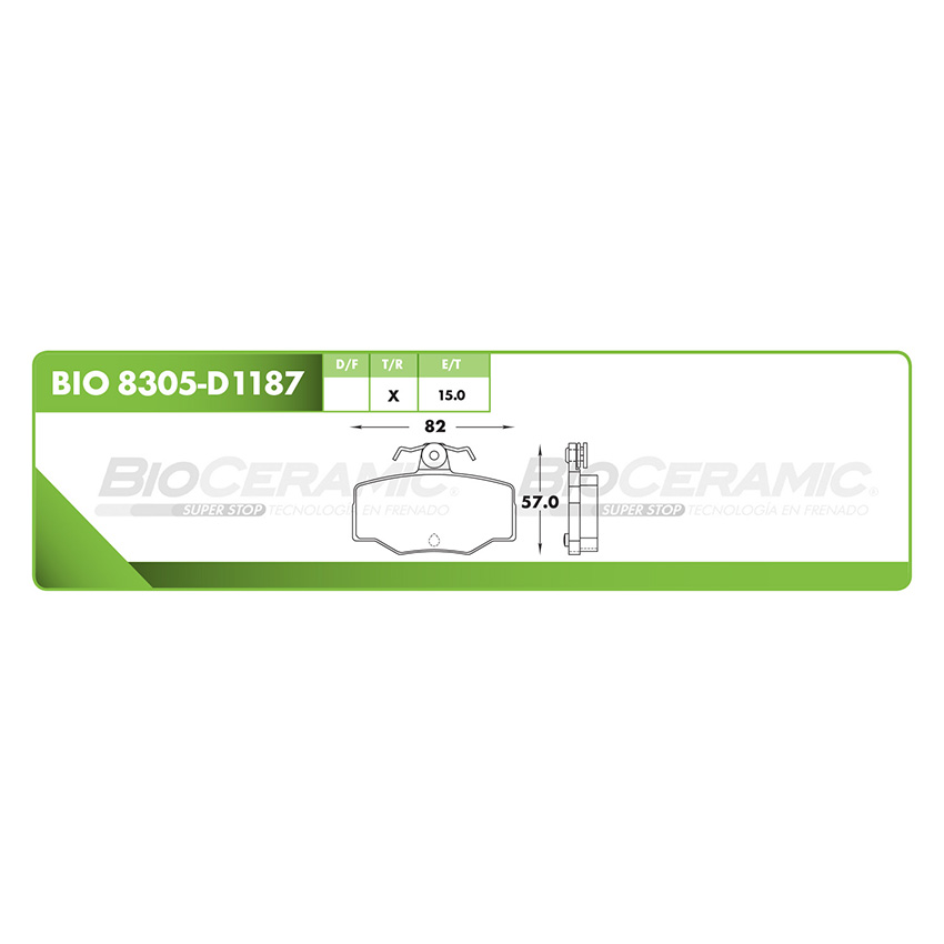 Pastilla para freno de disco Bioceramic. Formula Ceramic LowMet. Trasera BioCeramic BIO 8305-D1187