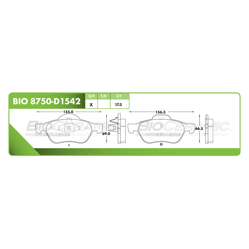 Pastilla para freno de disco Bioceramic. Formula Ceramic LowMet. Delantera BioCeramic BIO 8750-D1542