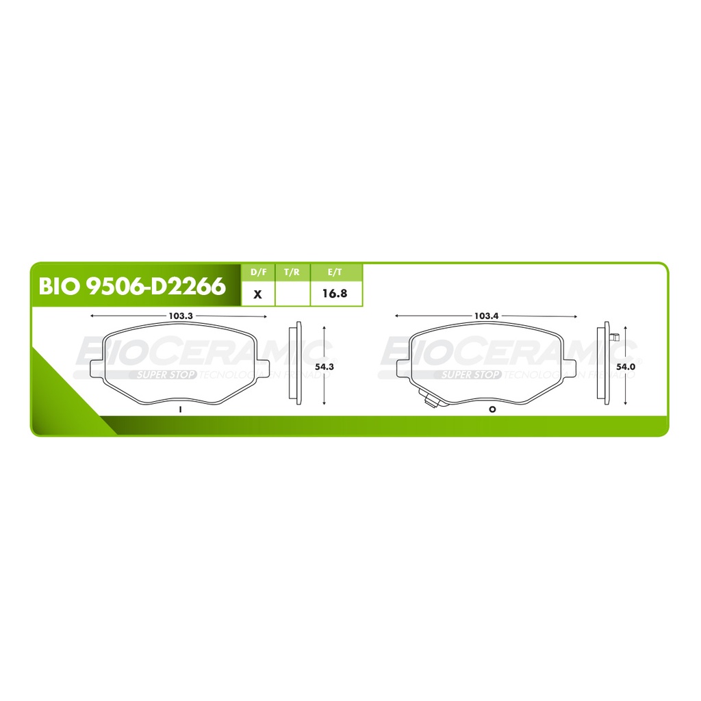 Pastilla para freno de disco Bioceramic. Formula Ceramic LowMet. Delantera BioCeramic BIO 9506-D2266