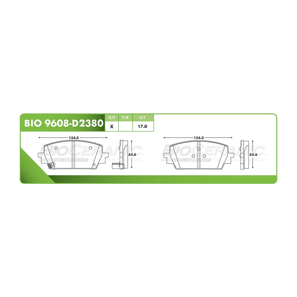 Pastilla para freno de disco Bioceramic. Formula Ceramic LowMet. Delantera BioCeramic BIO 9608-D2380