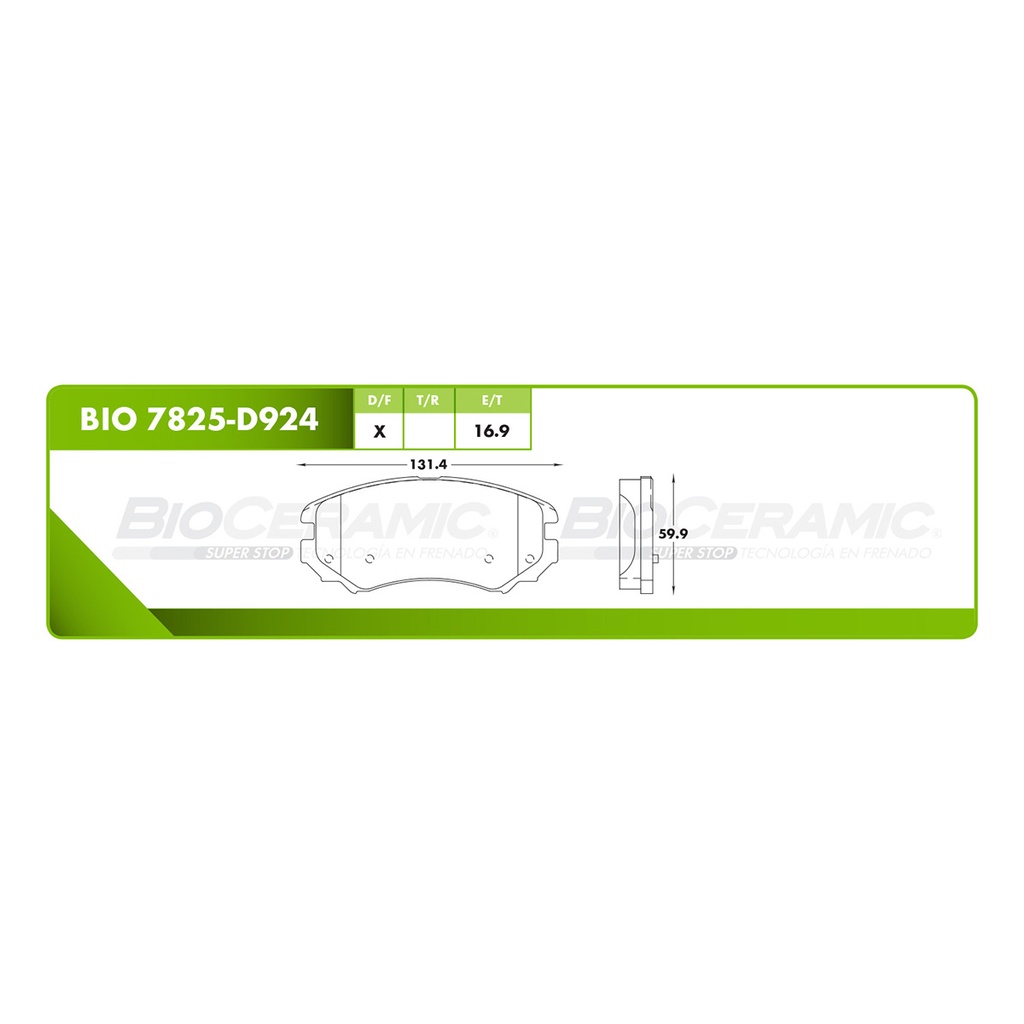 BI-BIO 7825-D924 — Pastilla para freno de disco Bioceramic. Formula Ceramic LowMet. Delantera BioCeramic BIO 7825-D924