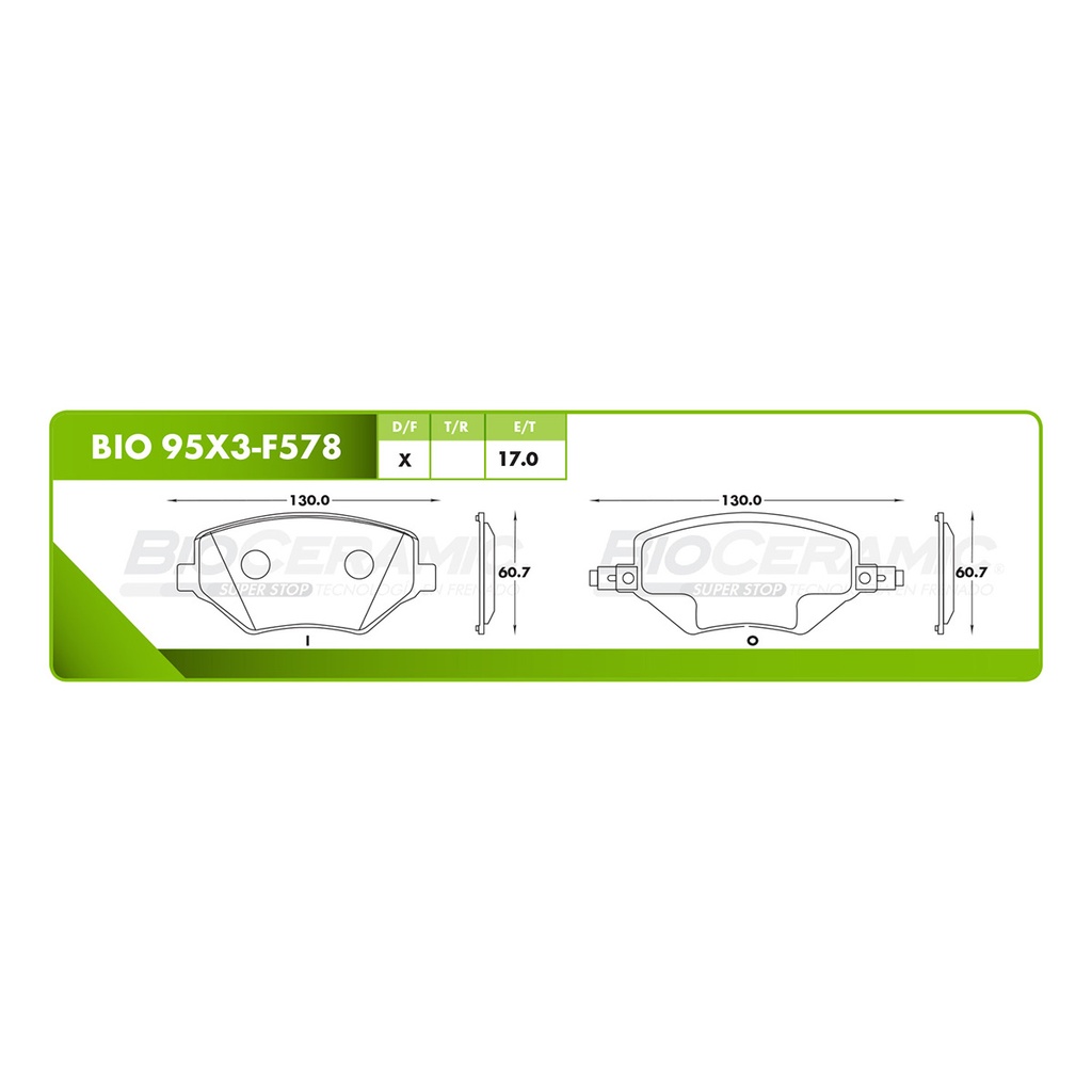 Pastilla para freno de disco Bioceramic. Formula Ceramic LowMet. Trasera BioCeramic BIO 95X3-F578