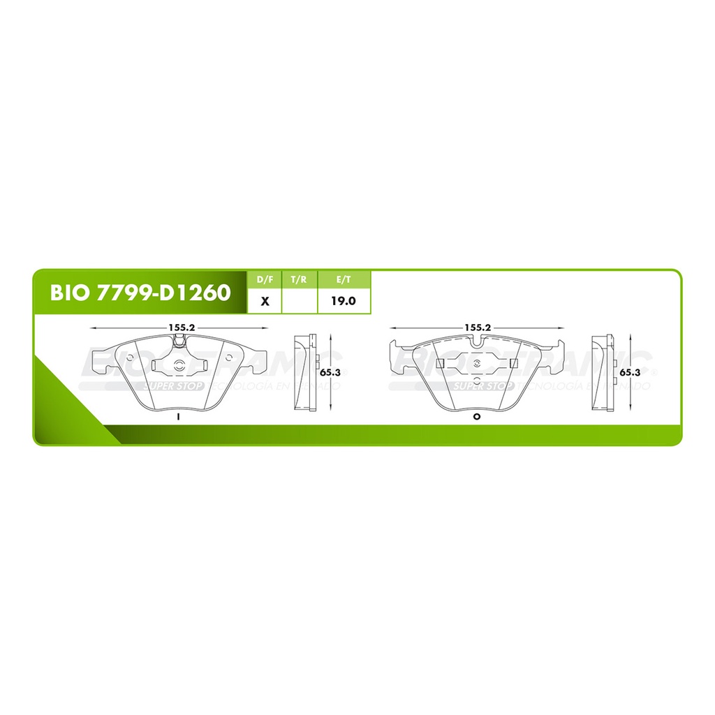 Pastilla para freno de disco Bioceramic. Formula Ceramic LowMet. Trasera BioCeramic BIO 7799-D1260