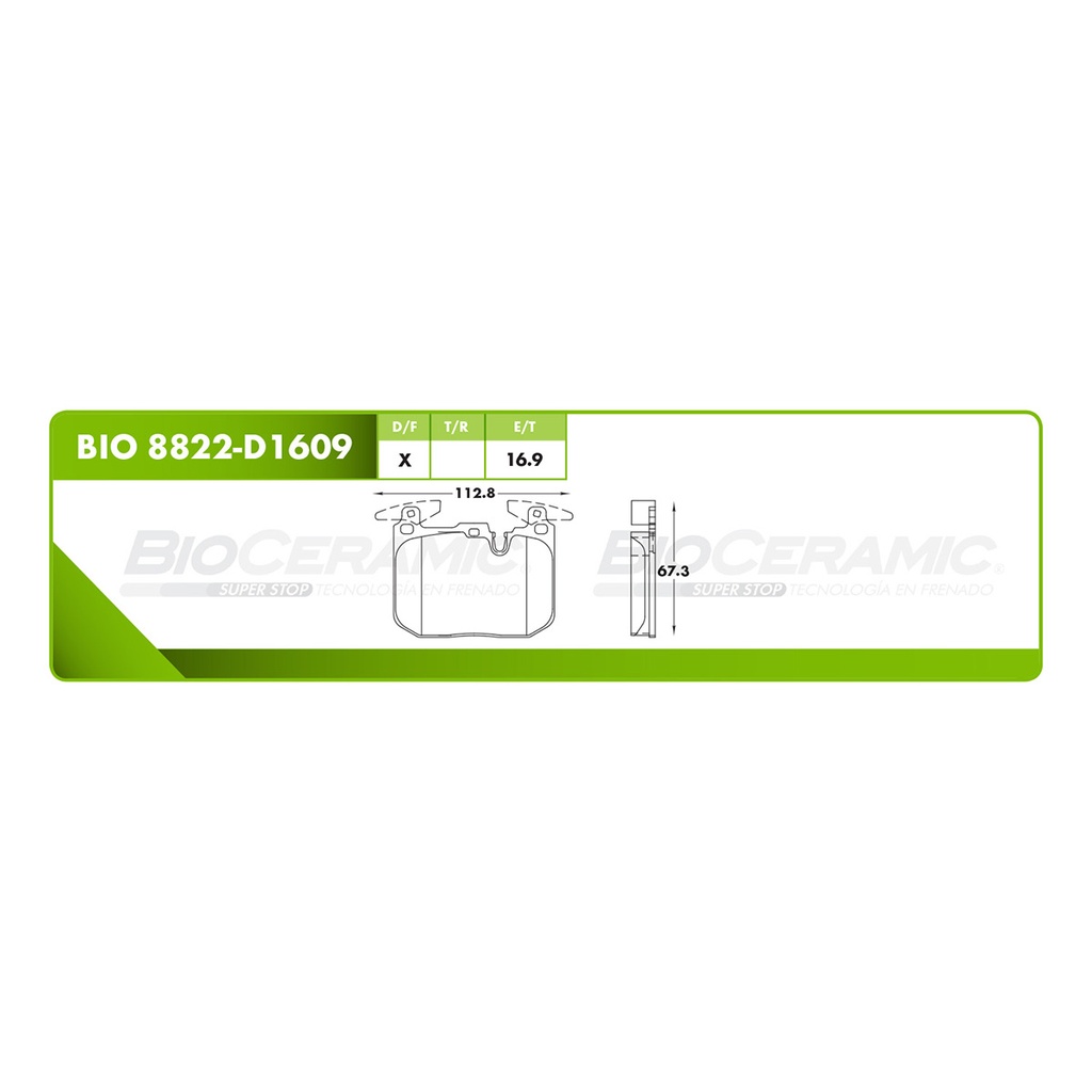BI-BIO 8822-D1609 — Pastilla para freno de disco Bioceramic. Formula Ceramic LowMet. Trasera BioCeramic BIO 8822-D1609