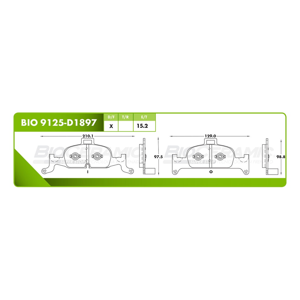 BI-BIO 9125-D1897 — Pastilla para freno de disco Bioceramic. Formula Ceramic LowMet. Delantera BioCeramic BIO 9125-D1897