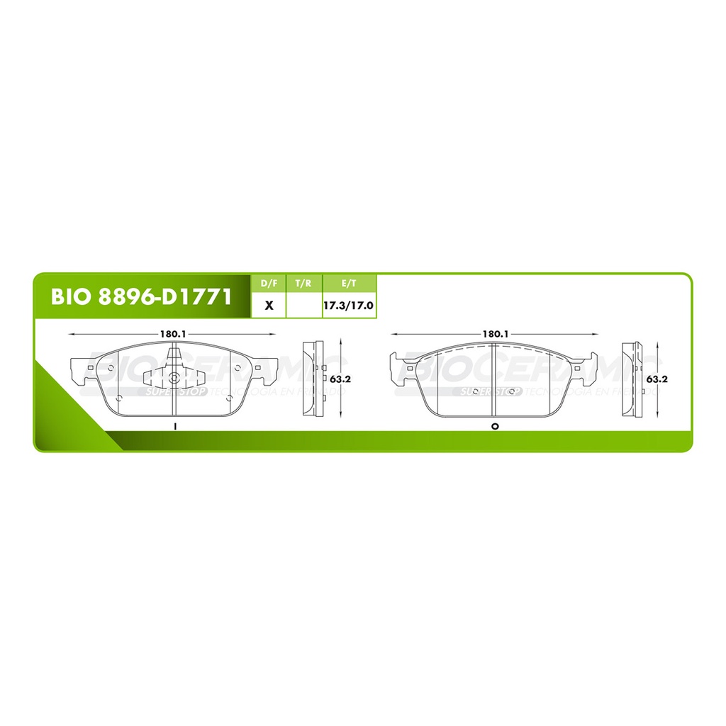 BI-BIO 8896-D1771 — Pastilla para freno de disco Bioceramic. Formula Ceramic LowMet. Trasera BioCeramic BIO 8896-D1771