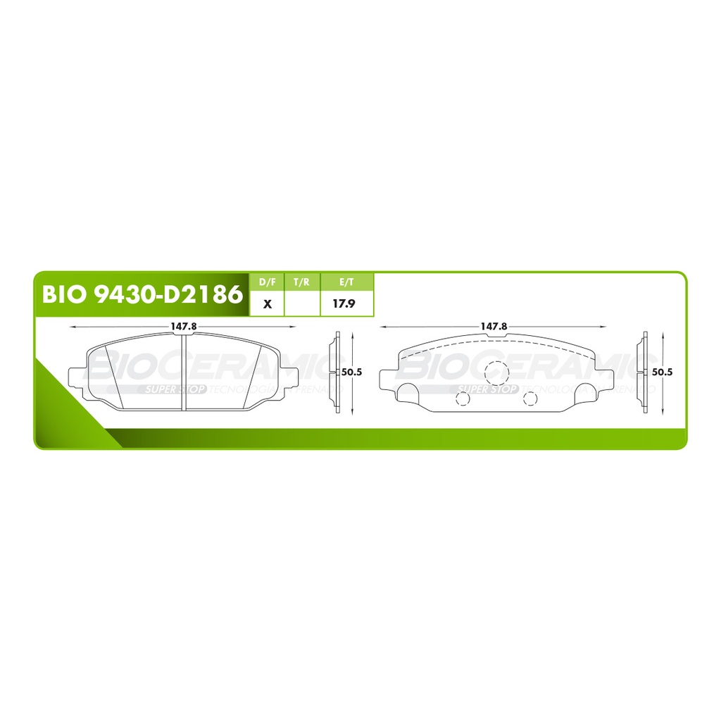 BI-BIO 9430-D2186 — Pastilla para freno de disco Bioceramic. Formula Ceramic LowMet. Trasera BioCeramic BIO 9430-D2186