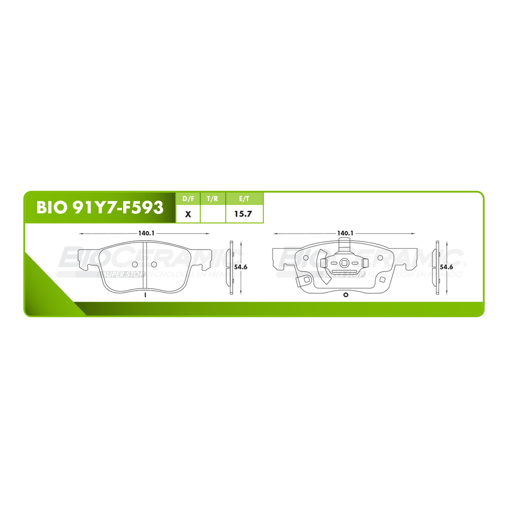 Pastilla para freno de disco Bioceramic. Formula Ceramic LowMet. Delantera BioCeramic BIO 91Y7-F593