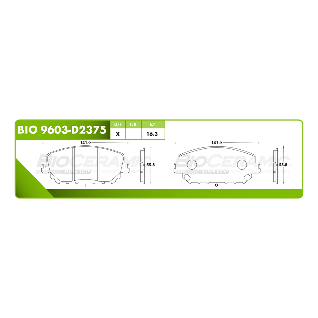 Pastilla para freno de disco Bioceramic. Formula Ceramic LowMet. Delantera BioCeramic BIO 9603-D2375