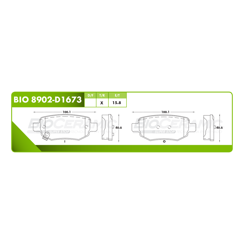 Pastilla para freno de disco Bioceramic. Formula Ceramic LowMet. Trasera BioCeramic BIO 8902-D1673