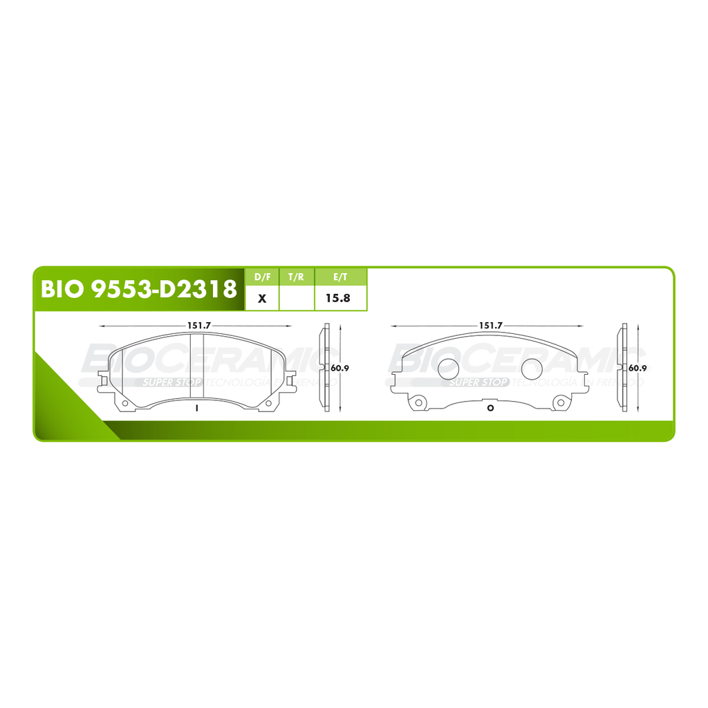 Pastilla para freno de disco Bioceramic. Formula Ceramic LowMet. Delantera BioCeramic BIO 9553-D2318