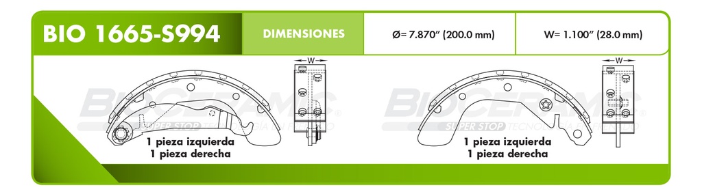 Zapata para freno Bioceramic FT BioCeramic BIO 1665-S994