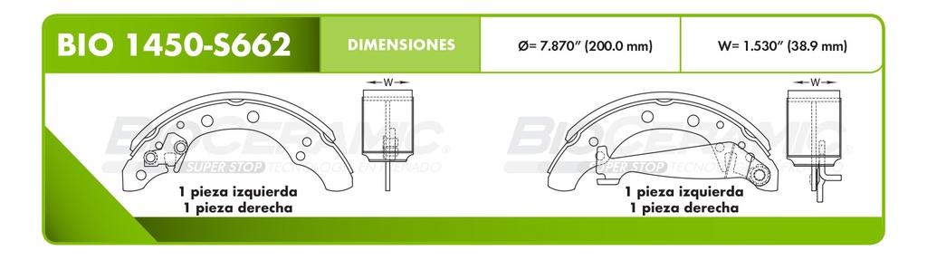 Zapata para freno Bioceramic FT BioCeramic BIO 1450-S662
