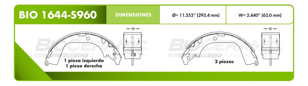 Zapata para freno Bioceramic FT BioCeramic BIO 1644-S960
