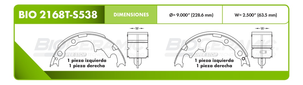 Zapata para freno Bioceramic FT BioCeramic BIO 2168T-S538
