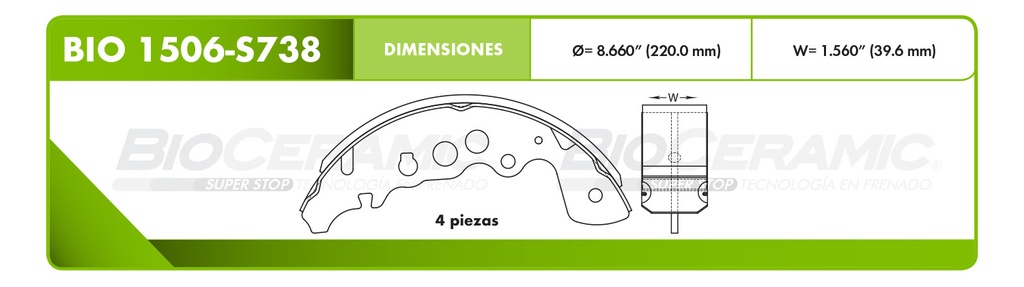 Zapata para freno Bioceramic FT BioCeramic BIO 1506-S738