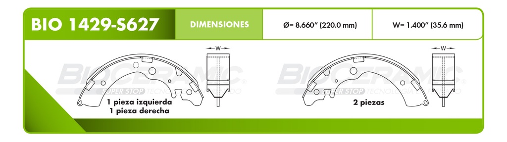 Zapata para freno Bioceramic FT BioCeramic BIO 1429-S627