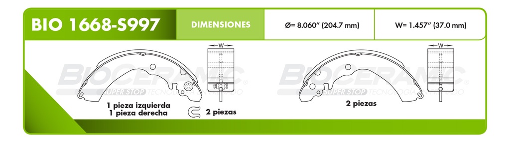 Zapata para freno Bioceramic FT BioCeramic BIO 1668-S997