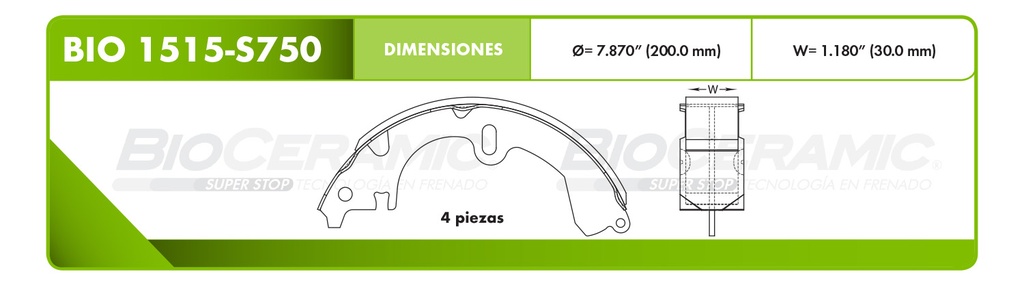 Zapata para freno Bioceramic FT BioCeramic BIO 1515-S750