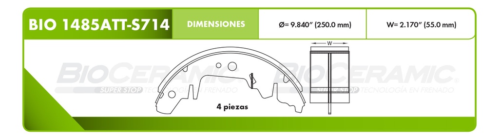 Zapata para freno Bioceramic FT BioCeramic BIO 1485ATT-S714