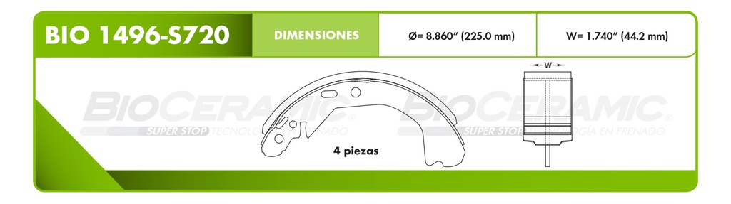Zapata para freno Bioceramic FT BioCeramic BIO 1496-S720