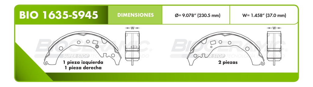 Zapata para freno Bioceramic FT BioCeramic BIO 1635-S945