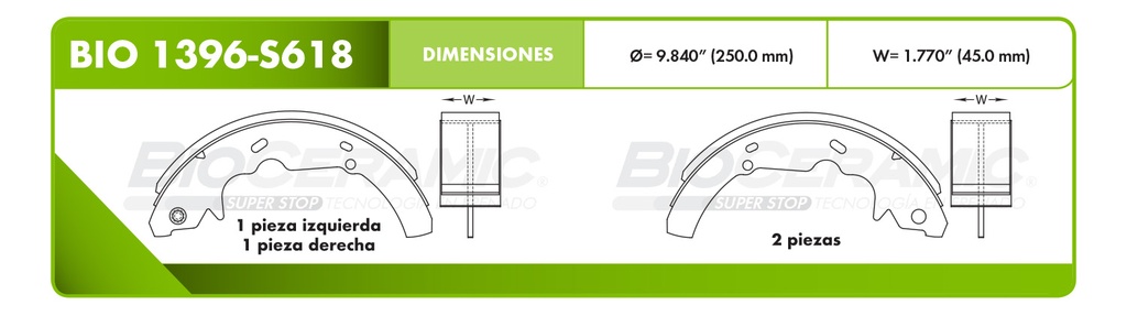 Zapata para freno Bioceramic FT BioCeramic BIO 1396-S618