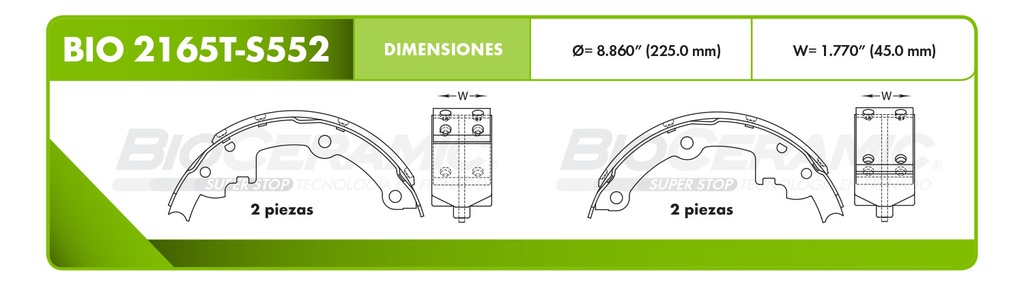 Zapata para freno Bioceramic FT BioCeramic BIO 2165T-S552
