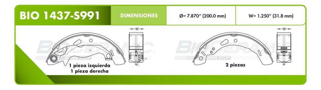 Zapata para freno Bioceramic FT BioCeramic BIO 1437-S991