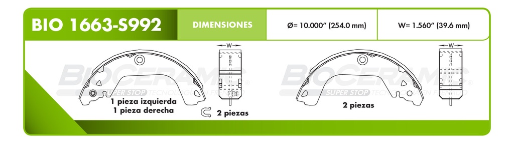 Zapata para freno Bioceramic FT BioCeramic BIO 1663-S992