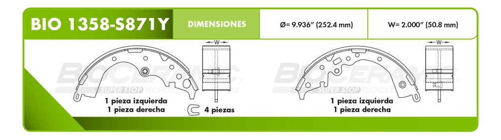 Zapata para freno Bioceramic FT BioCeramic BIO 1358-S871Y