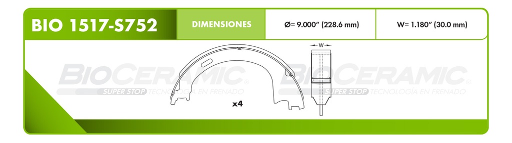 Zapata para freno de estacionamiento Bioceramic FT BioCeramic BIO 1517-S752