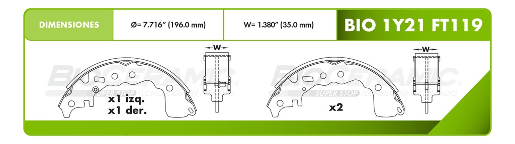 Zapata para freno Bioceramic FT BioCeramic BIO 1Y21-FT119