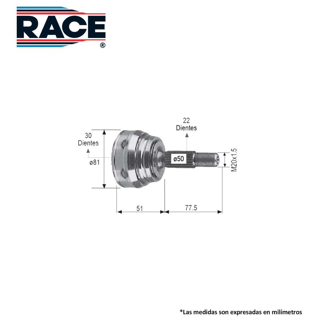 Junta lado rueda race transmision man/aut lado der/izq gls Race RR-9422