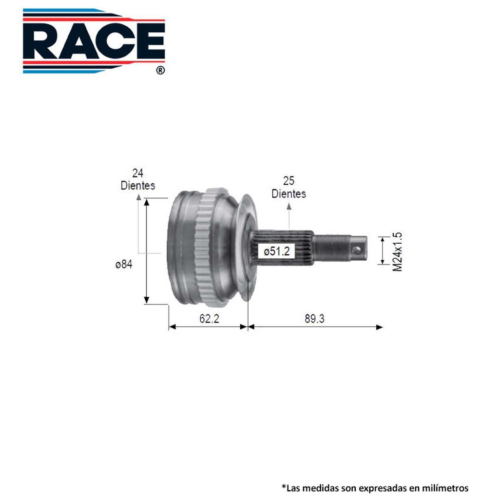 RA-RR-9559 — Junta Lado Rueda Transmision Automatica Izq/Der Race RR-9559