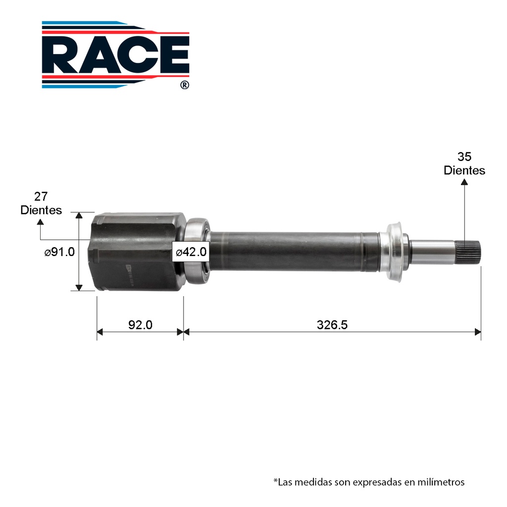 RA-RC-8641 — Junta L/C FORD Escape 2.5L 13-19 / TA - Derecha - Int. 27 - Ext. 35 Race RC-8641