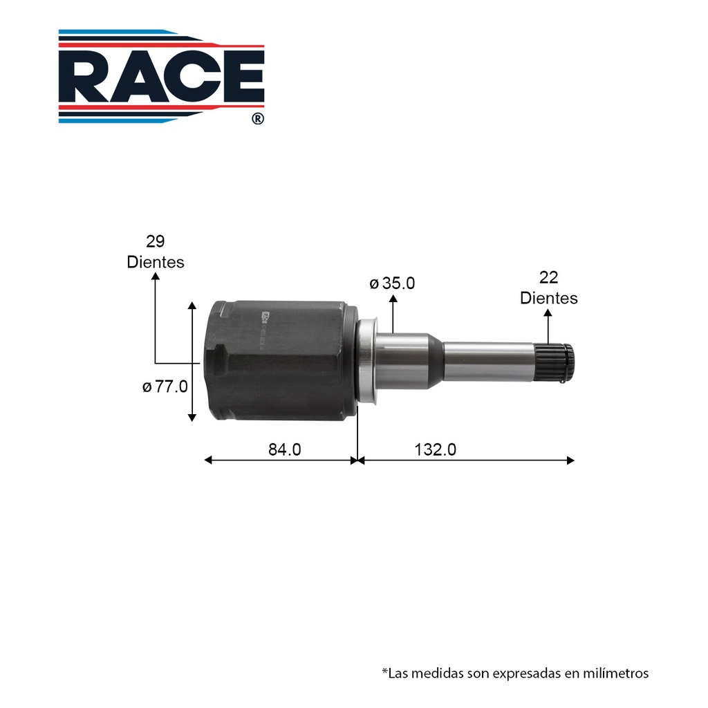 RA-RC-8655 — J L/C CHEVROLET Cruze 1.4LT 16-19 / TA - Izquierda - Int. 29 - Ext. 22 Race RC-8655