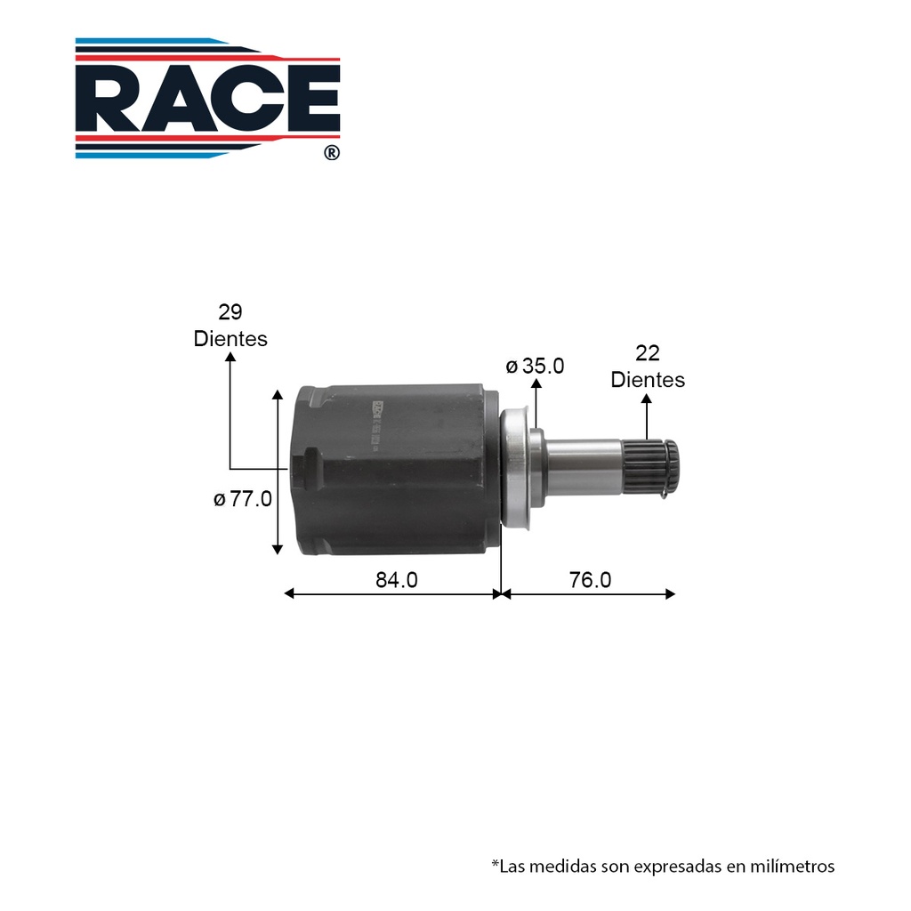 J L/C CHEVROLET Cruze 1.4LT 16-19 / TA - Derecha - Int. 29 - Ext. 22 Race RC-8656