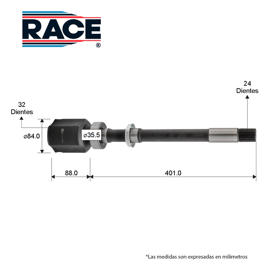 RA-RC-8659 — Junta L/C TOYOTA RAV-4 2.5L 13-18 / TA - Derecha - Int. 32 - Ext. 24 Race RC-8659