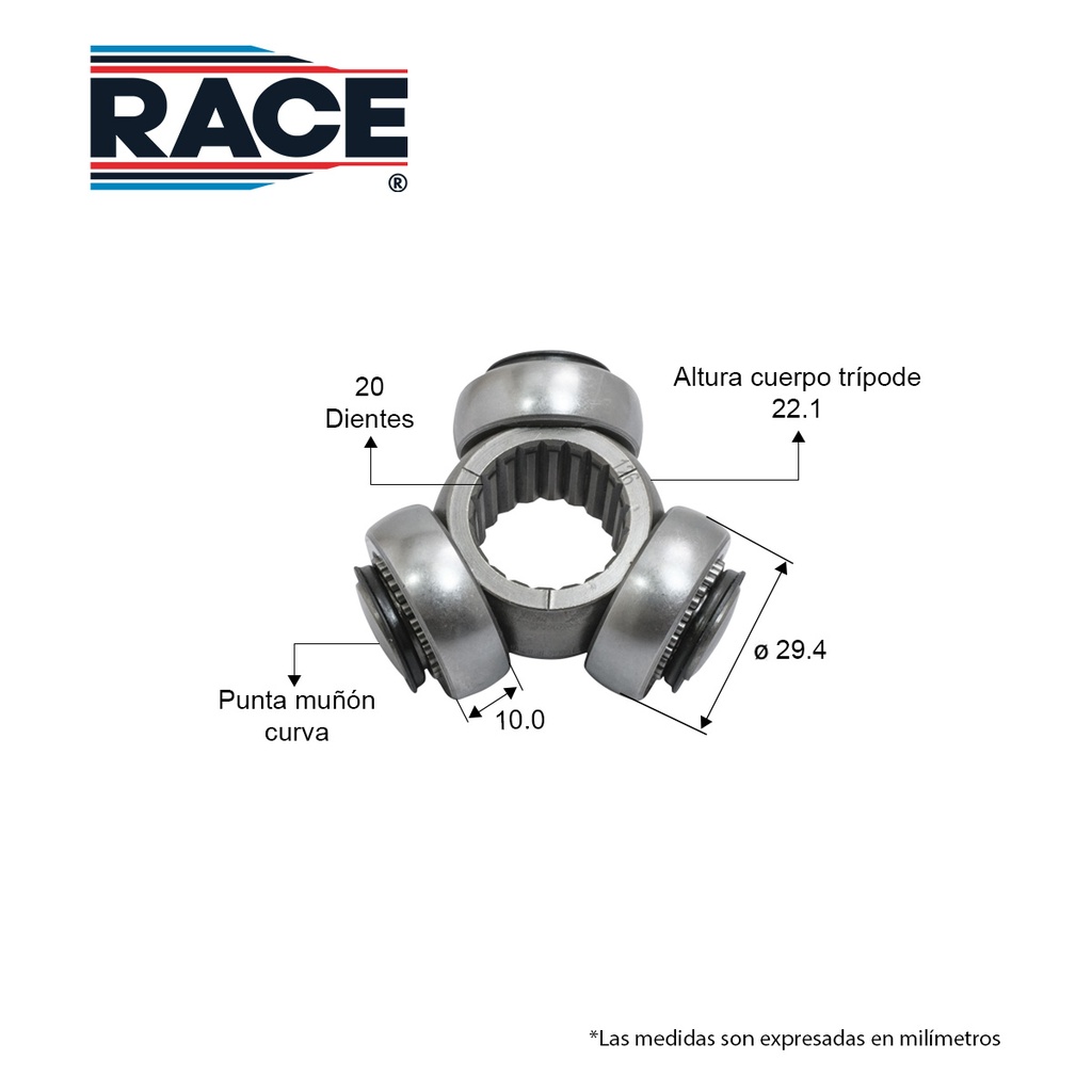 Tripode CHEVROLET Spark 1.2L 12-16. Man. Der Race RT-5032