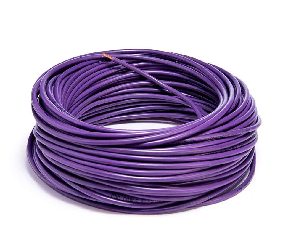 CD-10001 — Cable flexible automotriz para instalación calibre 14" morado 30 mts CDC 10001